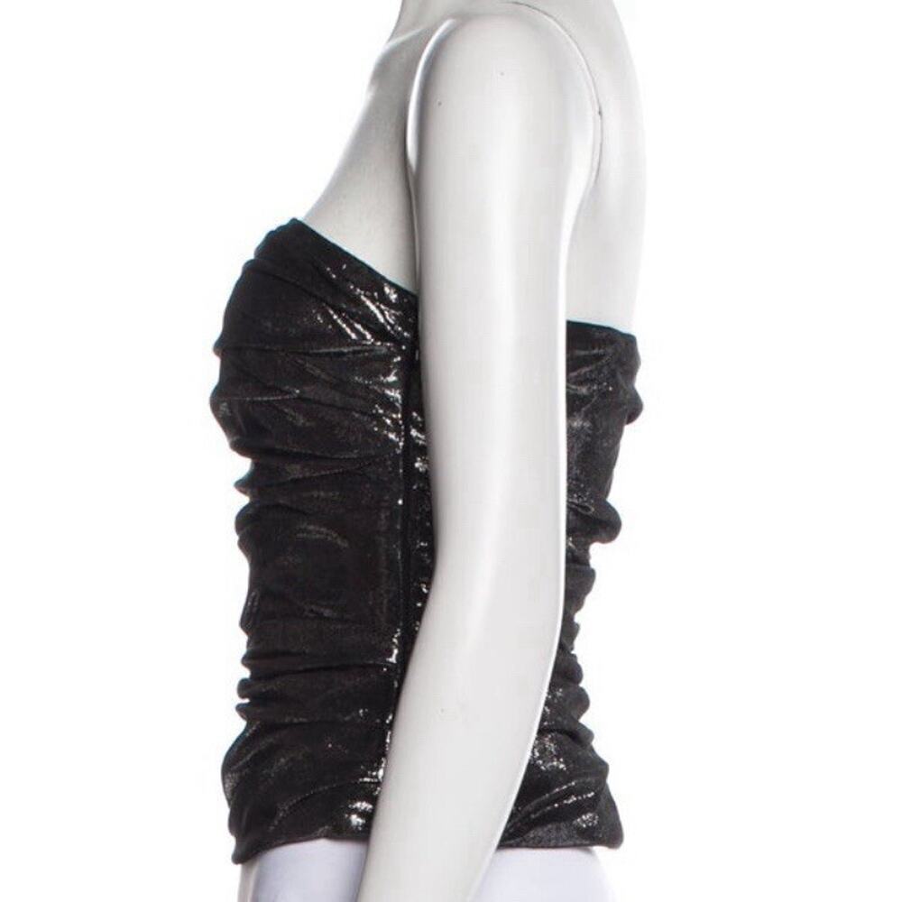 Ralph Lauren Black Label Suede Leather Bustier Corset Strapless Top Metallic 4 S - Picture 4 of 12